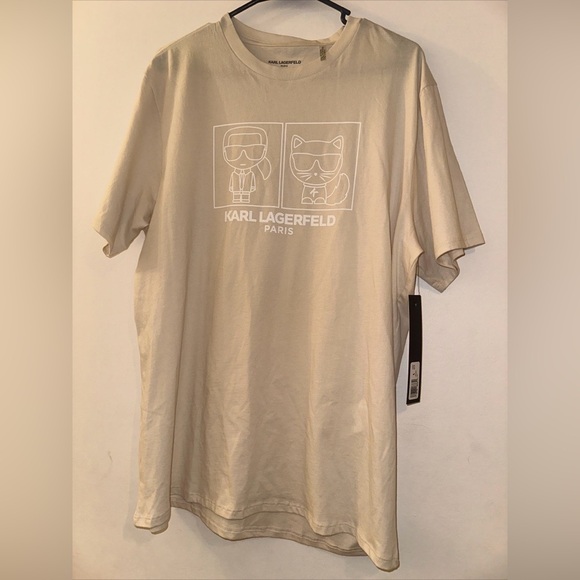 Karl Lagerfeld Beige Graphic T-Shirt for Men size Large - Picture 1 of 5